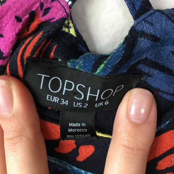 TOPSHOP Black Tropical Floral Slip Dress sz 2 - Picture 6 of 10